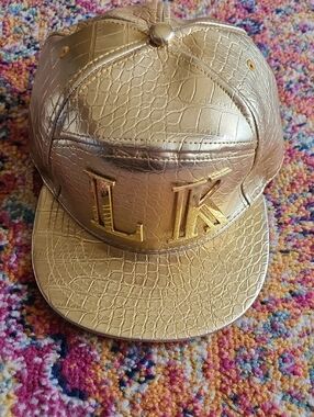 Last Kings Gold Faux Croc Leather Snapback Hat - Men's Accessories